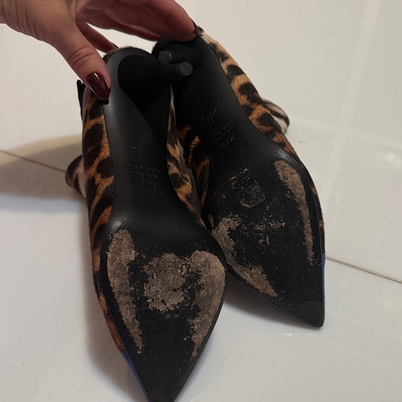 Giuseppe ZANOTTI black blue ANIMAL PRINT PONY HAIR ankle boots 37.5 - Picture 7 of 7